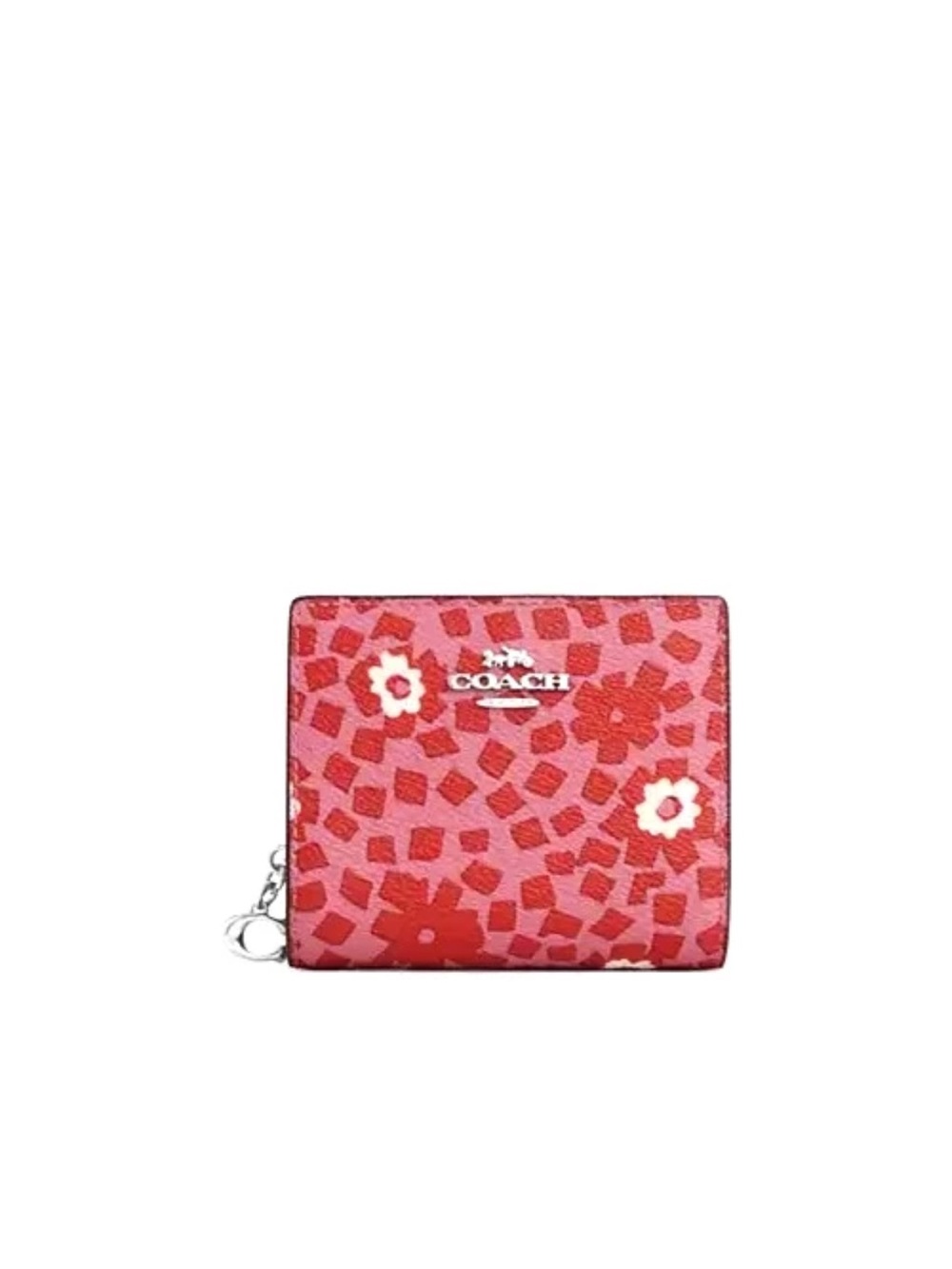 New Coach CBO75 Snap Wallet with Floral Print Pink Multi